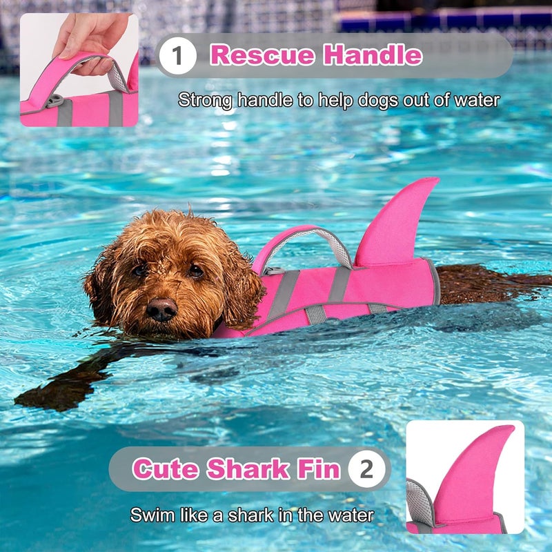 Dogcheer Shark Fin Dog Life Jacket, Adjustable Dog Harness Life Vest for Swimming Boating, Reflective Puppy Swim Vest Pet Flotation Device for Small Medium Large Dogs -Pink, M - Image 4